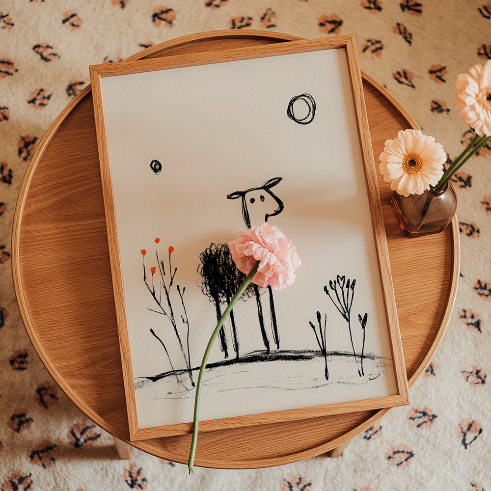 Minimalistické ovečka čárový kresba