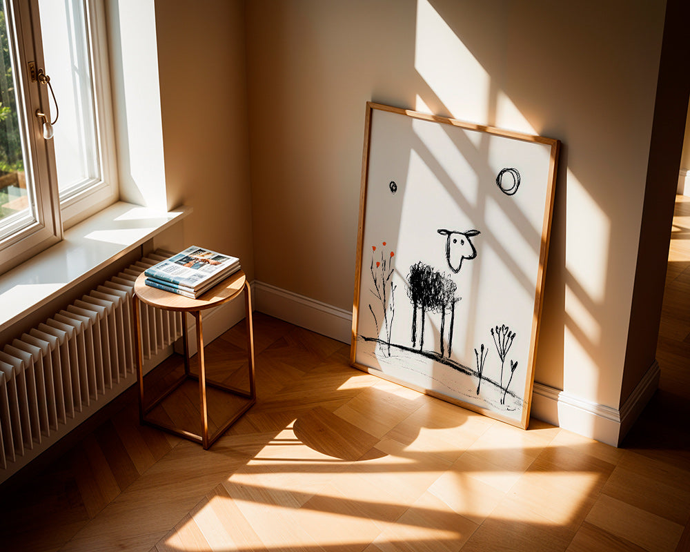 Minimalistické ovečka čárový kresba