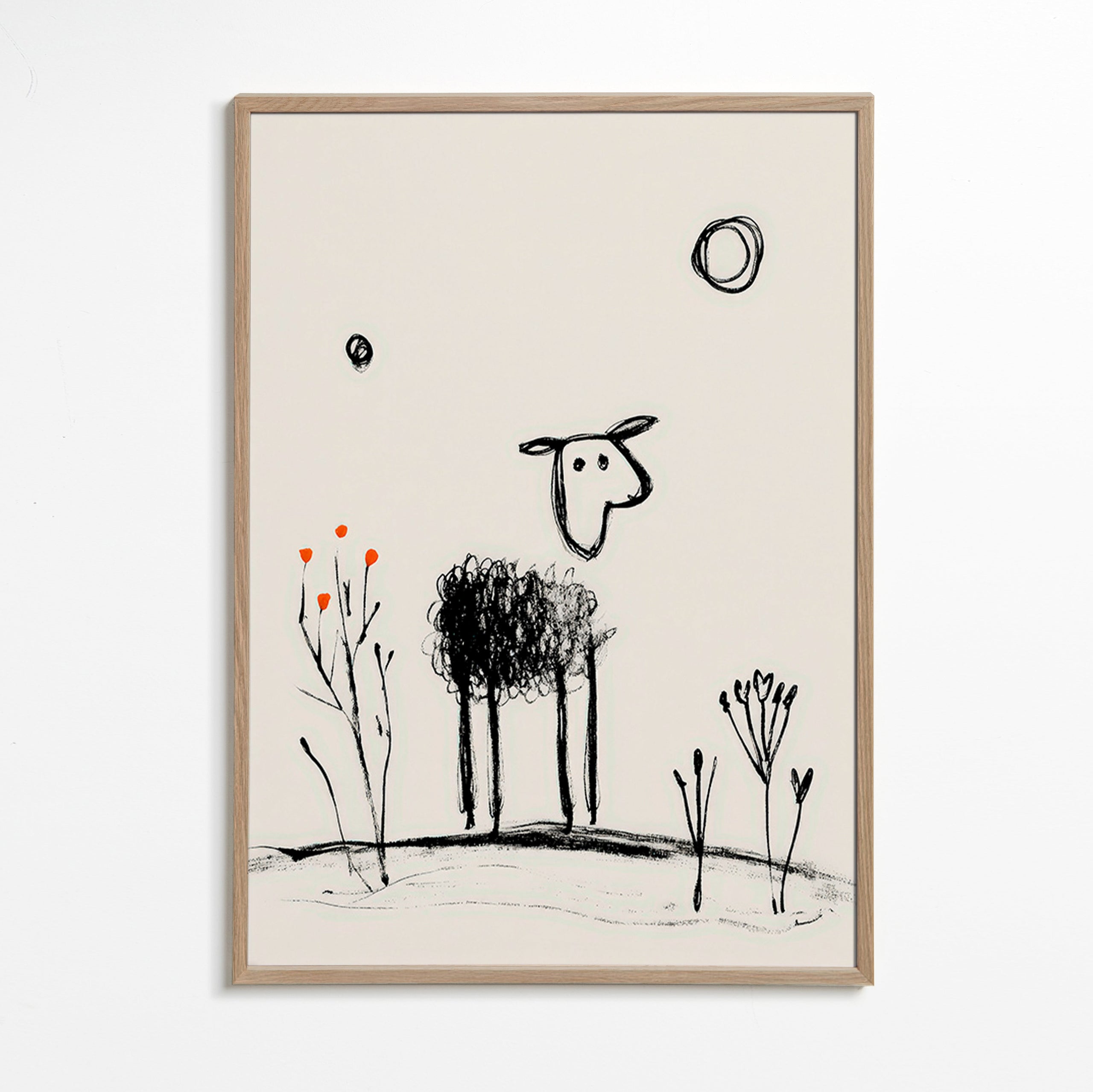 Minimalistické ovečka čárový kresba