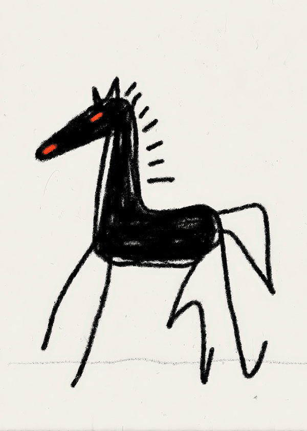 Skica černého koně