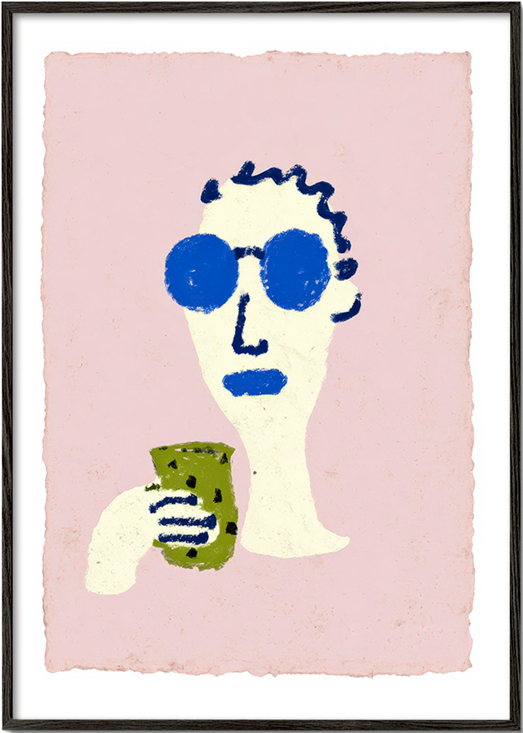 Ilustrace portrét s modrými brýlemi