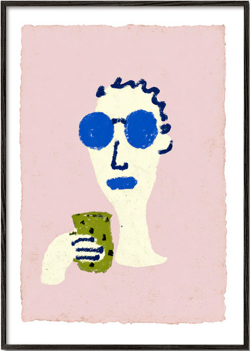 Ilustrace portrét s modrými brýlemi