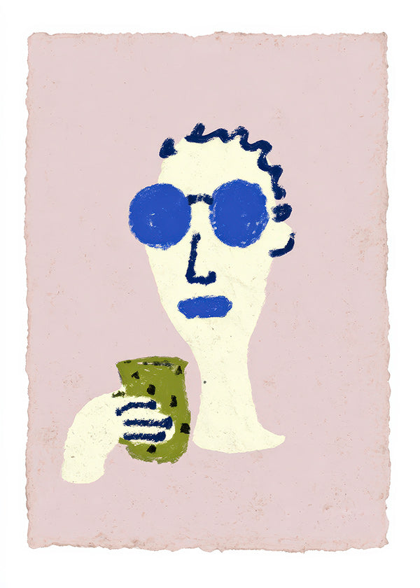 Ilustrace portrét s modrými brýlemi