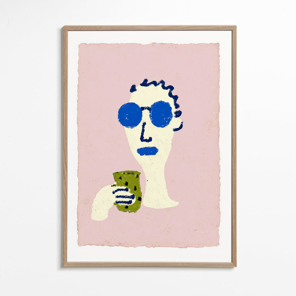 Ilustrace portrét s modrými brýlemi