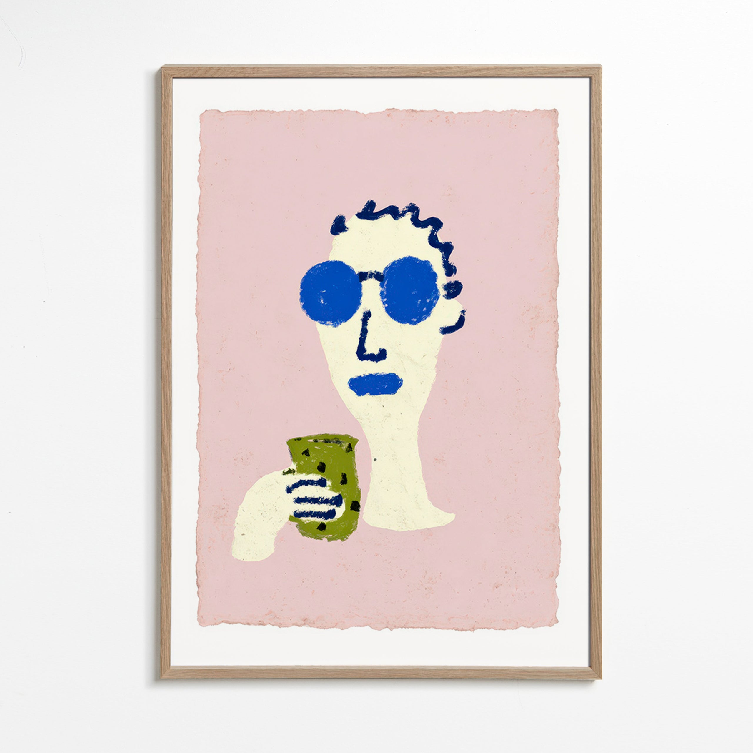 Ilustrace portrét s modrými brýlemi