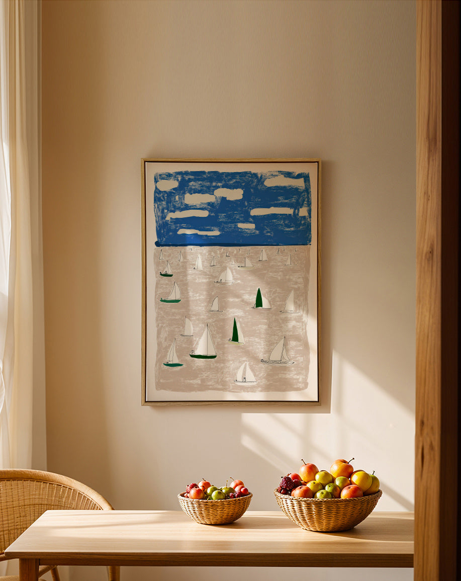 Sailing Day - Framed canvas in an interior