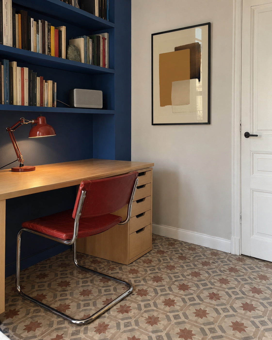 Ochre Layers - Framed poster in an interior