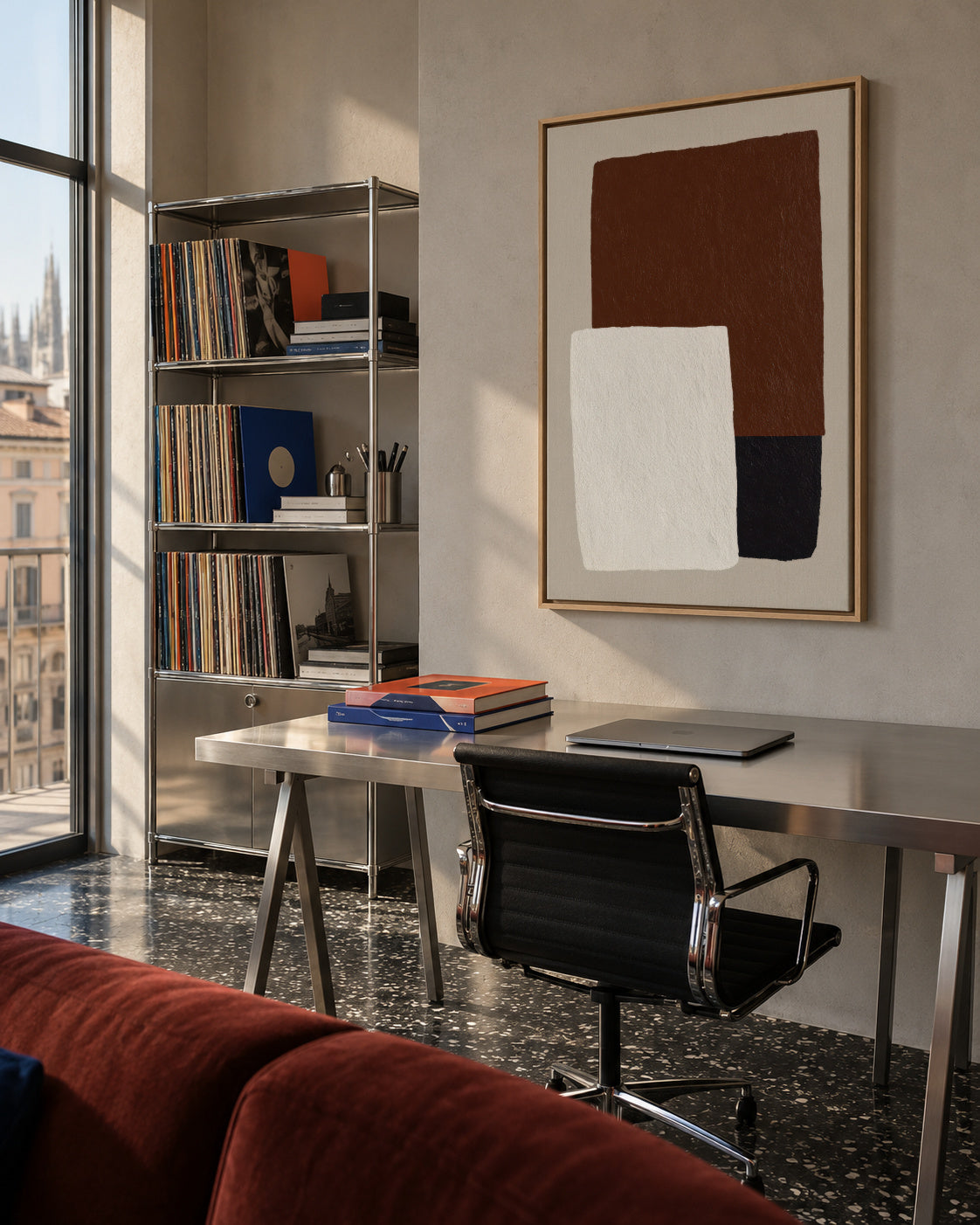 Espresso Blocks - Framed canvas in an interior