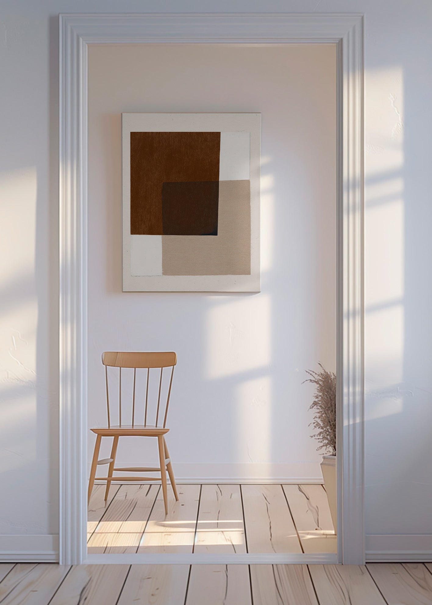 Minimalistický design se zemitými překrývajícími se bloky