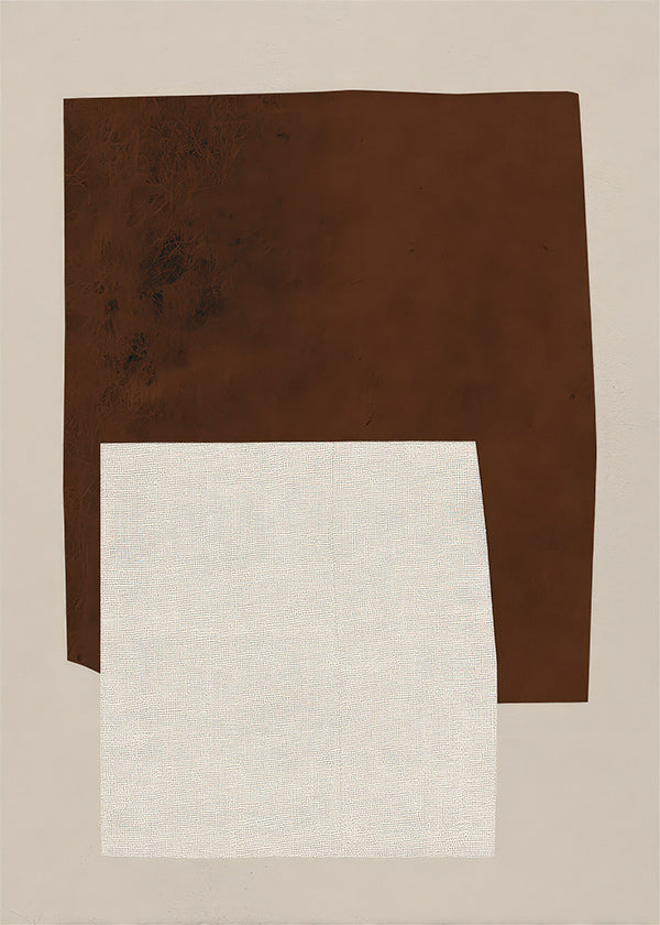 Minimalistický obraz s hnědými a krémovými tvary