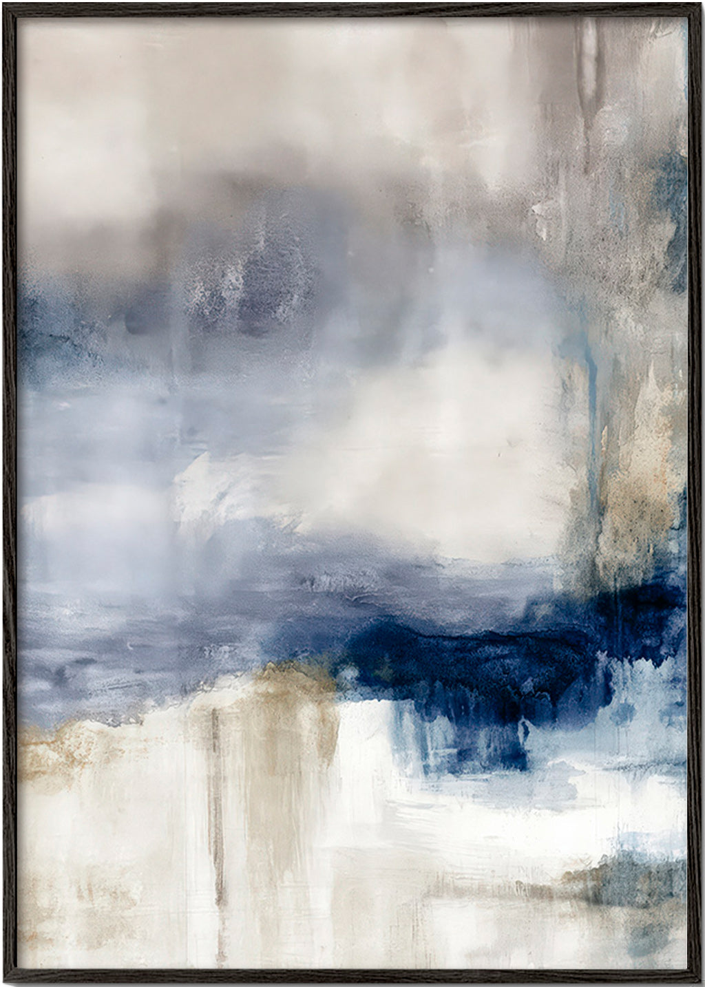 Abstraktní obraz modrá a béžová s jemnou texturou