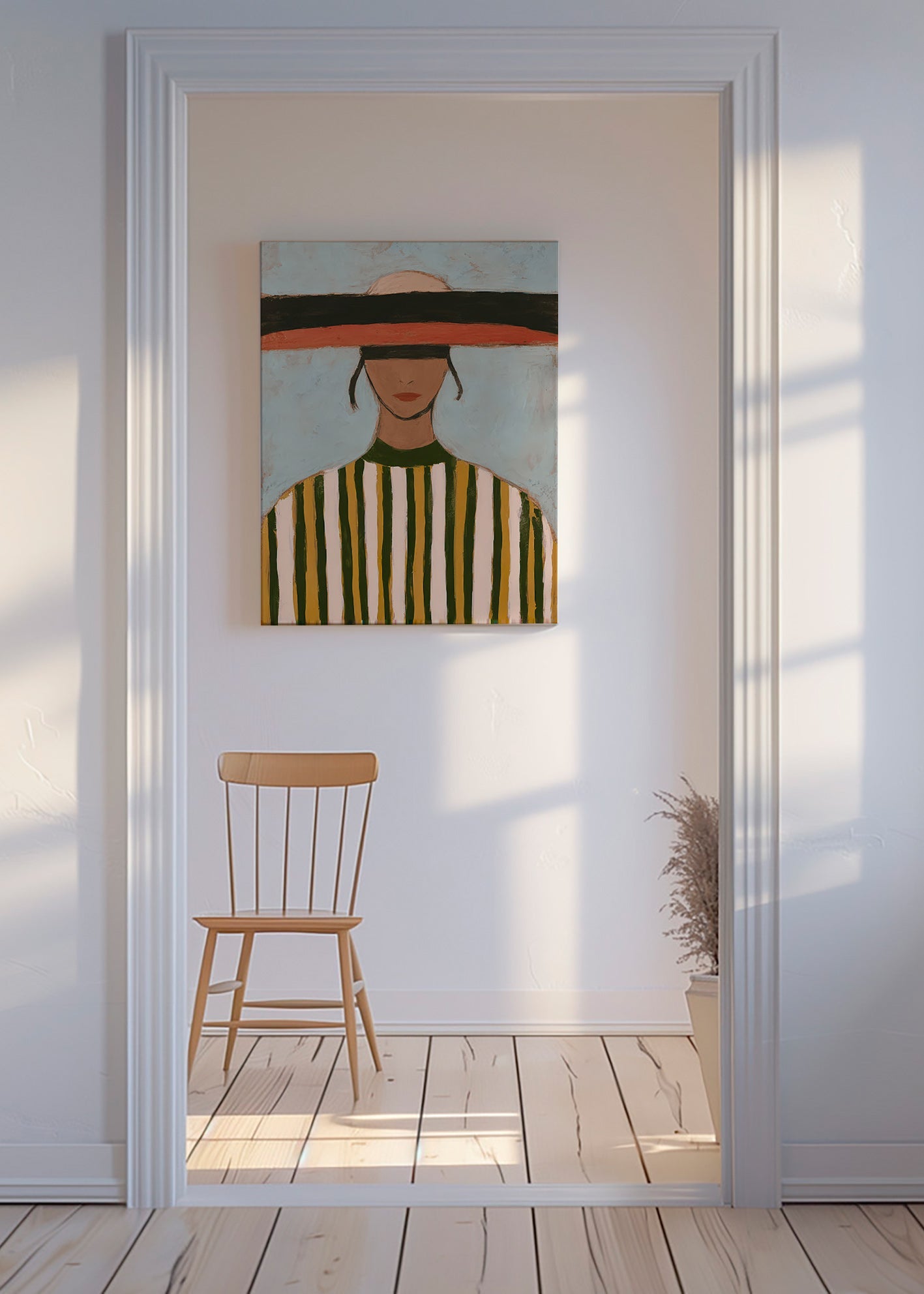 Ilustrace postavy s širokým kloboukem