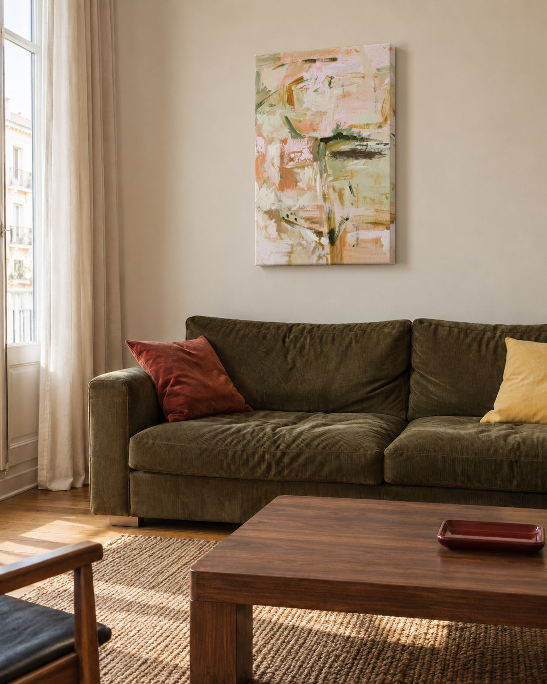 Abstract Bloom - Unframed canvas in an interior
