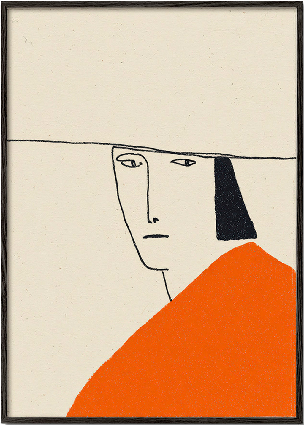 Minimalistická ilustrace s oranžovým pláštěm