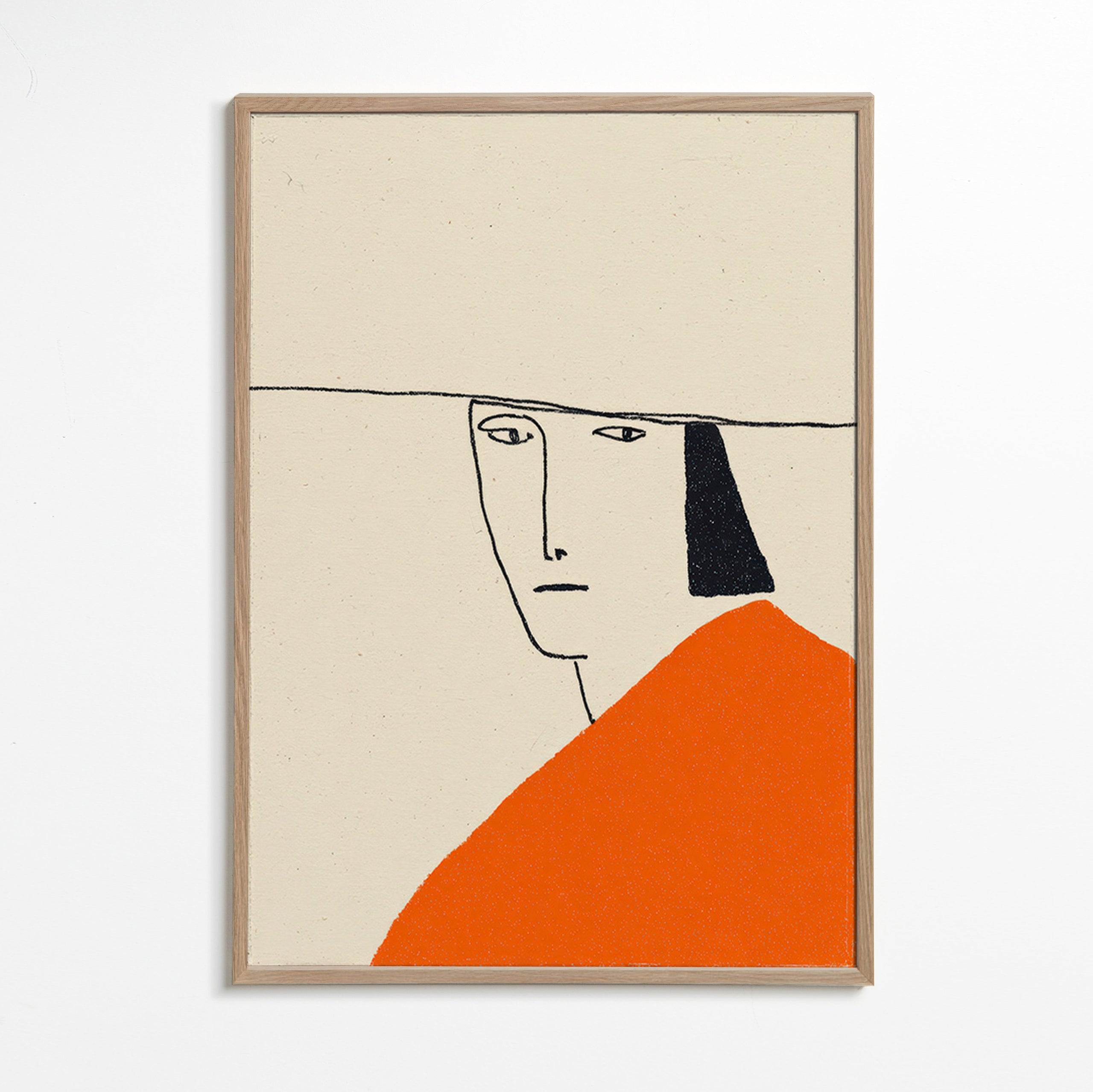 Minimalistická ilustrace s oranžovým pláštěm