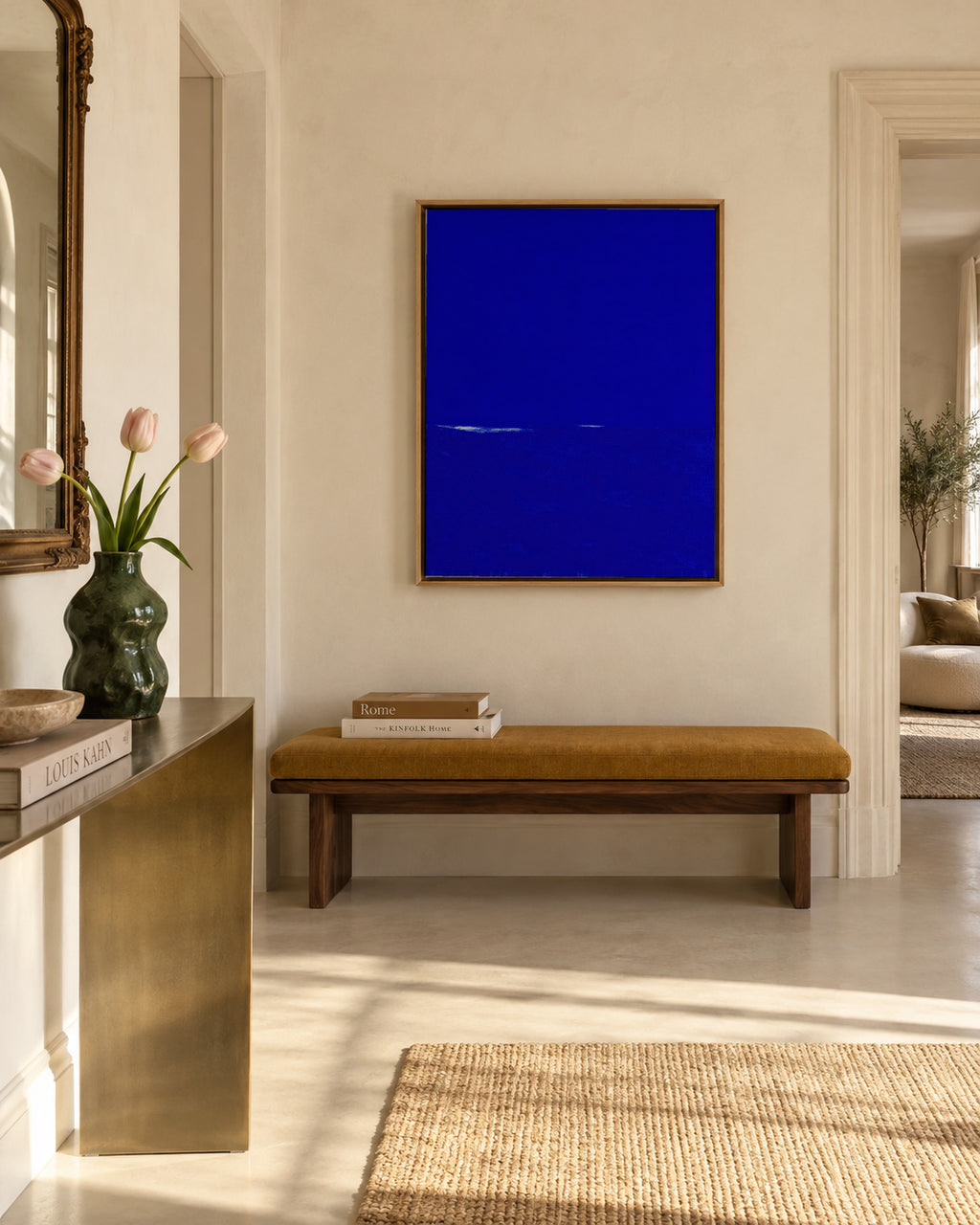 Infinite Blue - Framed canvas in an interior