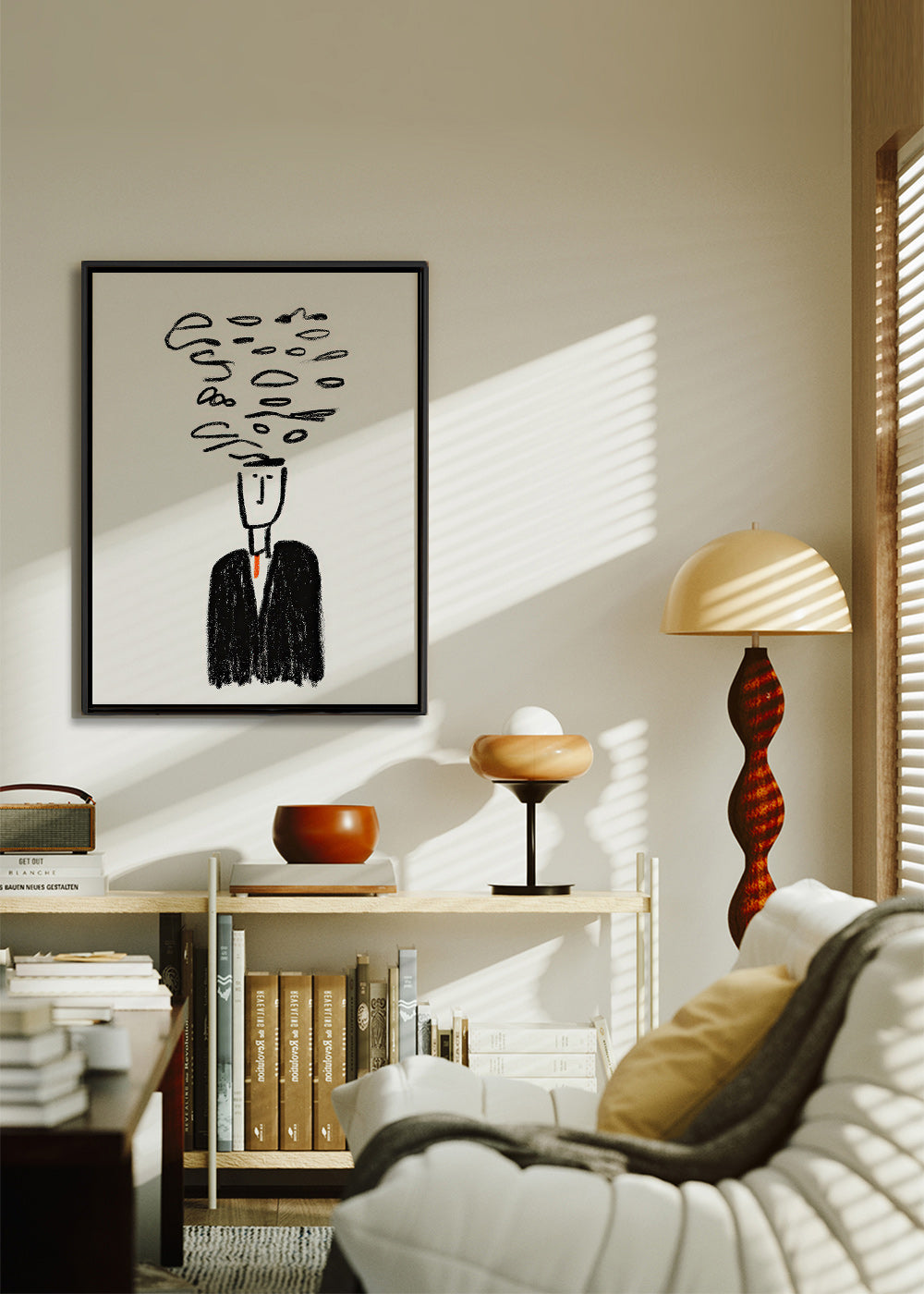 Minimalistická ilustrace postavy s kouřem