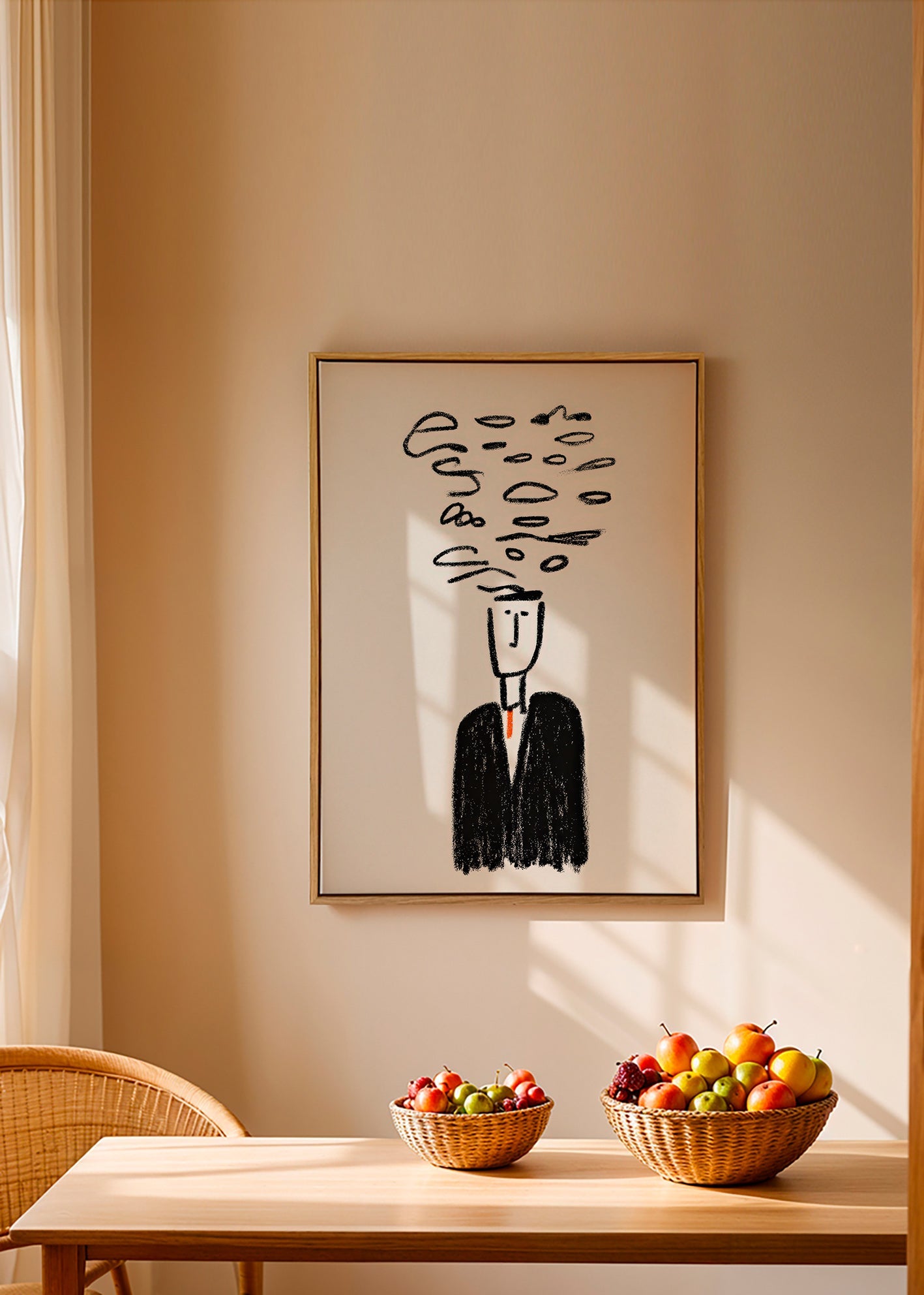 Minimalistická ilustrace postavy s kouřem