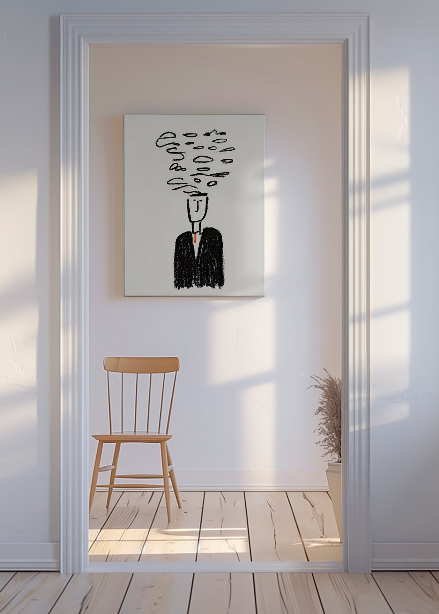 Minimalistická ilustrace postavy s kouřem