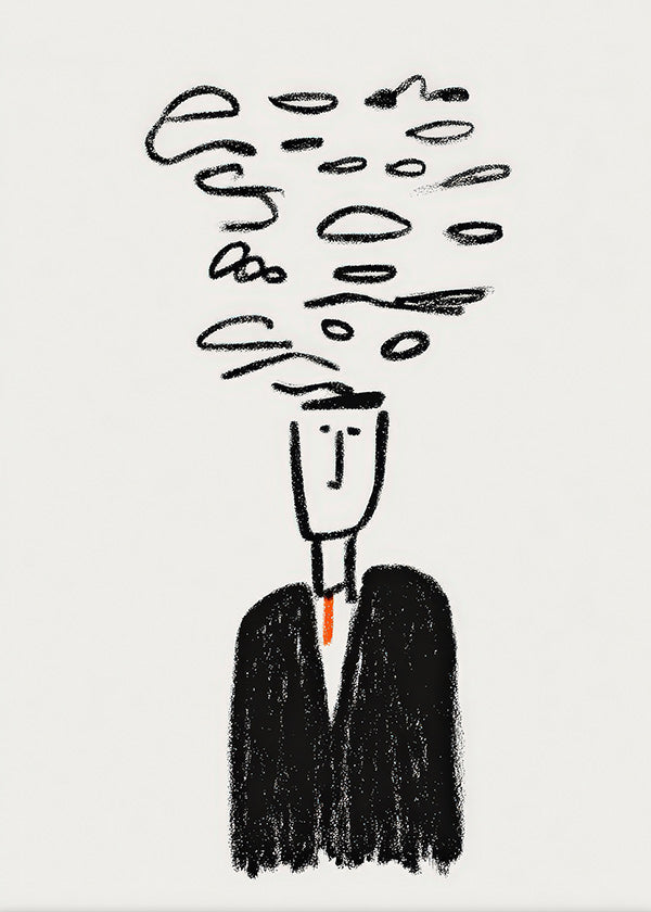 Minimalistická ilustrace postavy s kouřem
