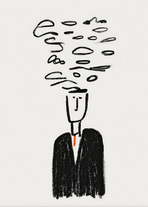 Minimalistická ilustrace postavy s kouřem