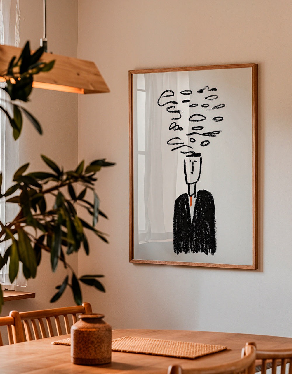 Minimalistická ilustrace postavy s kouřem