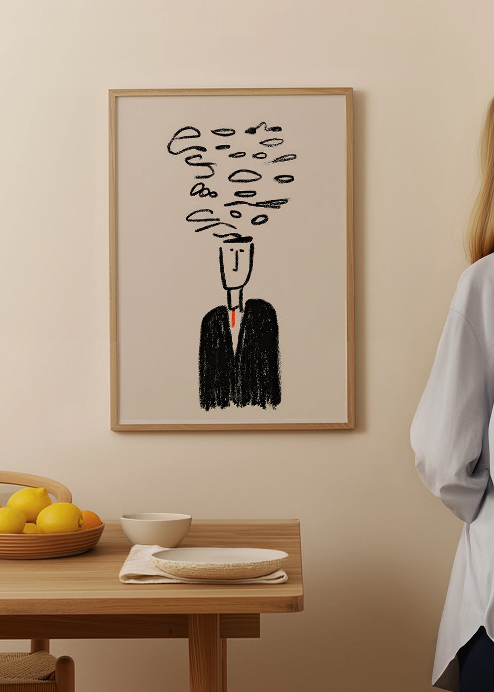 Minimalistická ilustrace postavy s kouřem