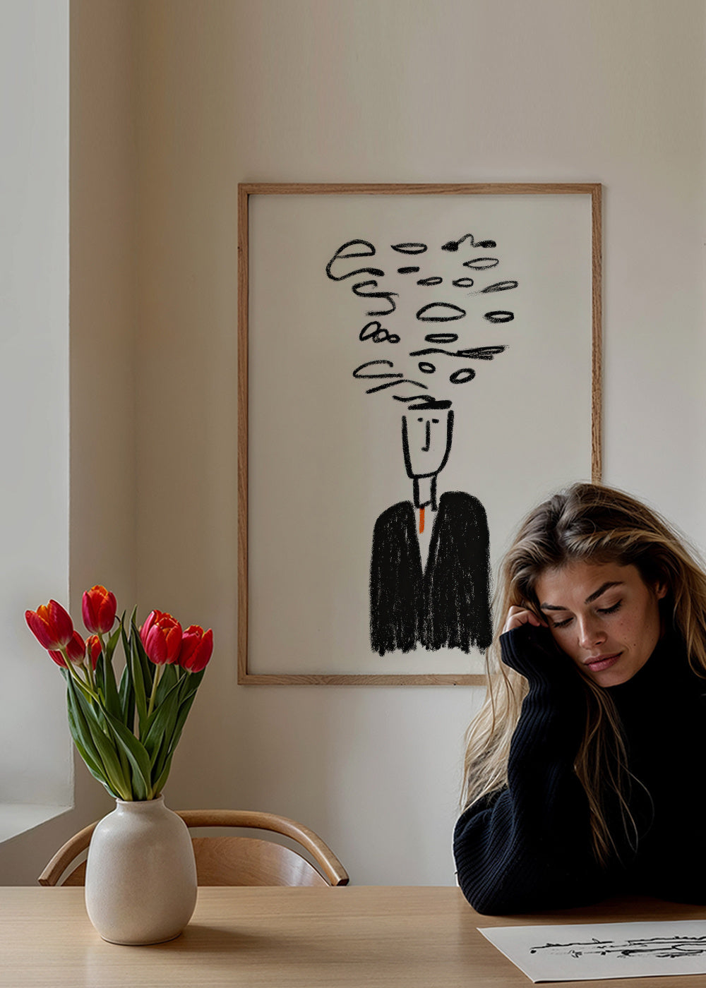 Smoke Thoughts - Framed poster in an interior