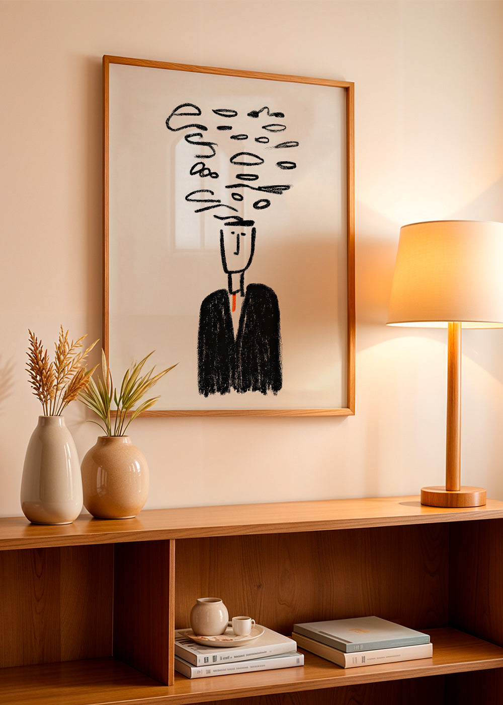Minimalistická ilustrace postavy s kouřem