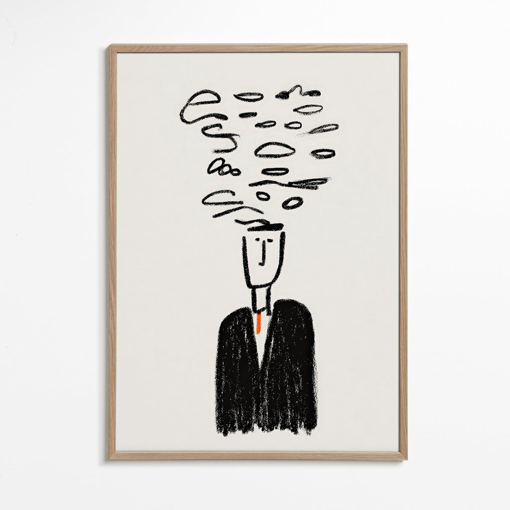 Minimalistická ilustrace postavy s kouřem