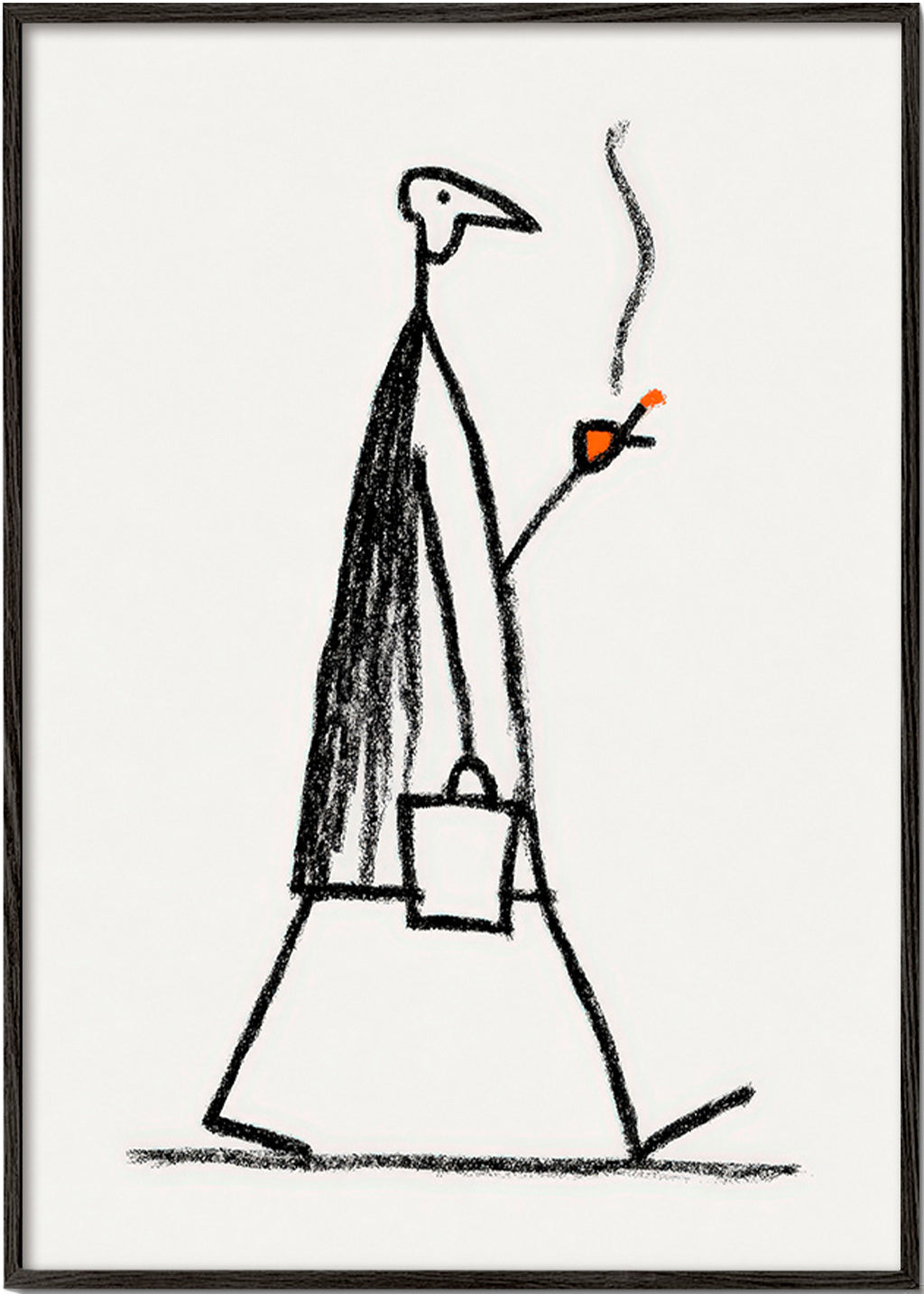 Minimalistická ilustrace kuřáka kráčející postavy