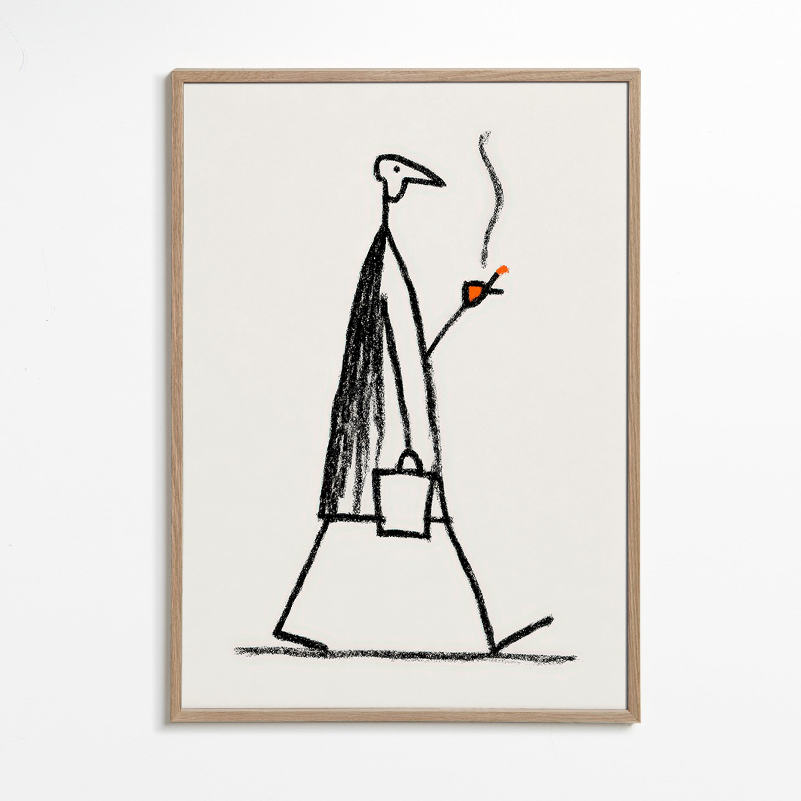 Minimalistická ilustrace kuřáka kráčející postavy