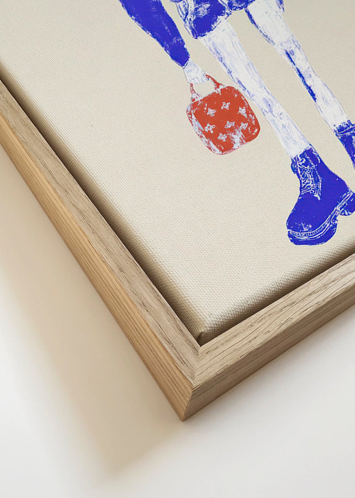 Ilustrace modré postavy s taškou