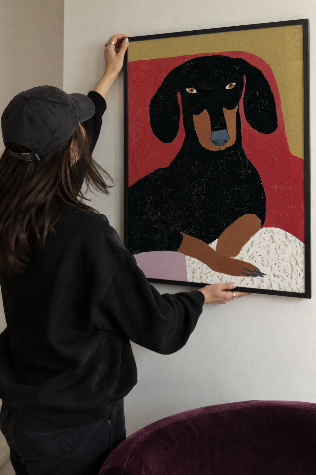 Black Dachshund - Framed poster detail