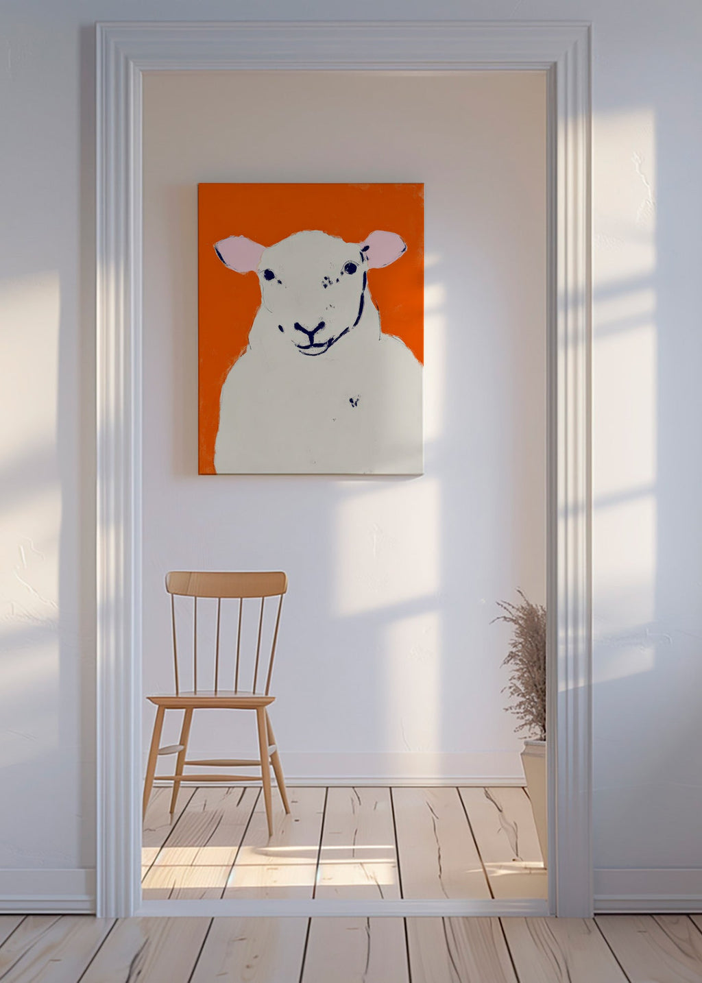 Obraz ovce bílá minimalistická
