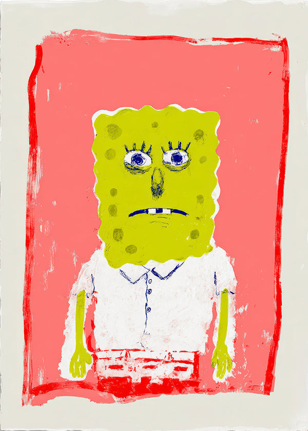 Ilustrace postavy houbky na růžovém pozadí
