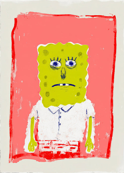 Ilustrace postavy houbky na růžovém pozadí