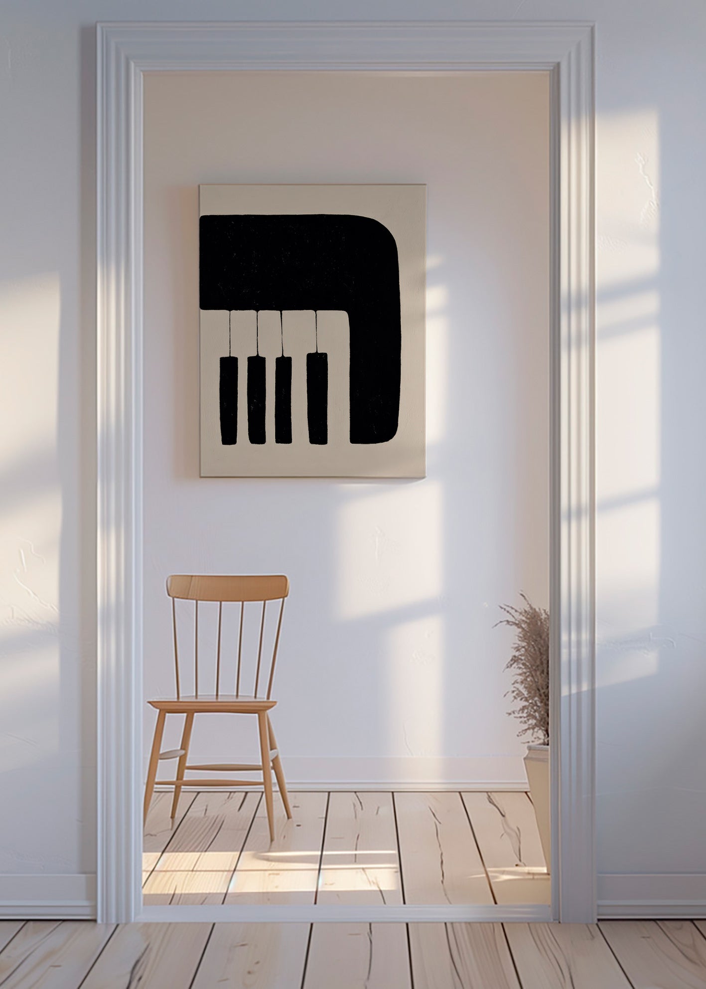 Minimalistický obraz kláves piana