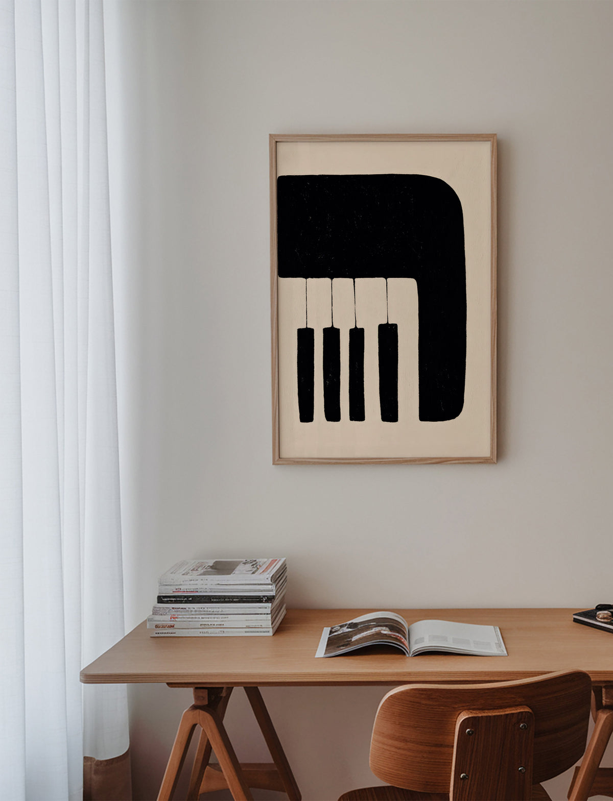 Minimalistický obraz kláves piana
