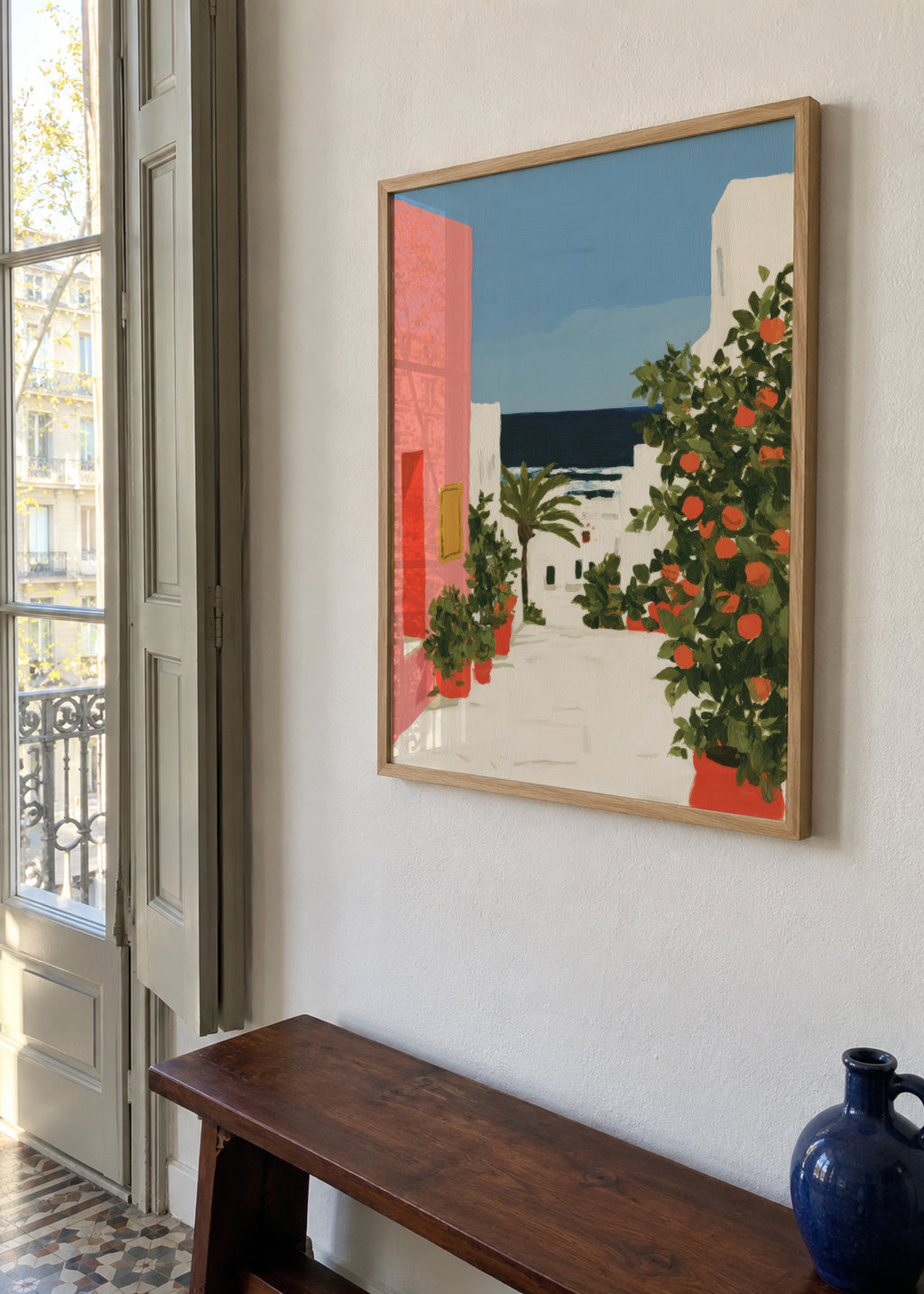 Coastal Alley - Framed poster in an interior