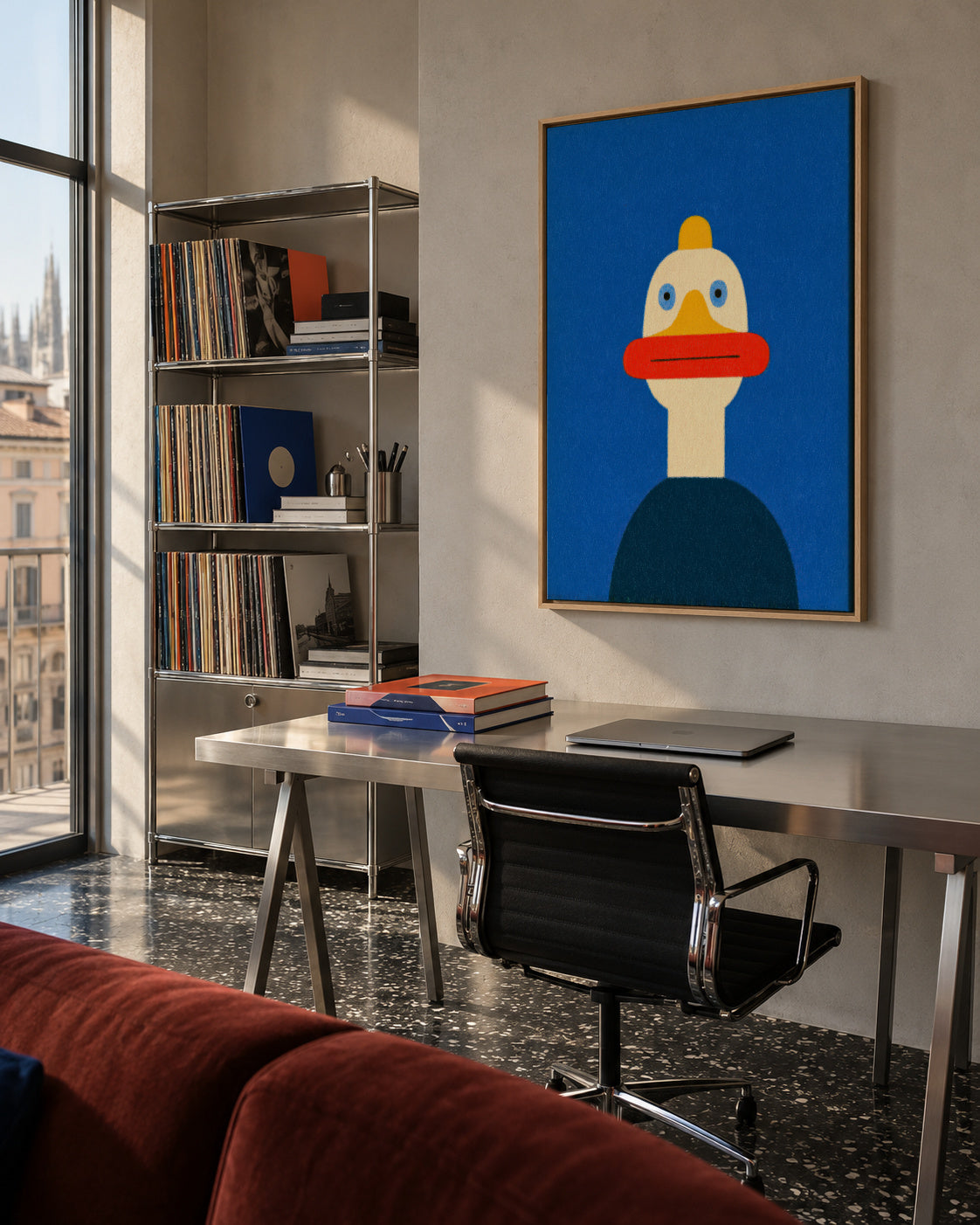 Blue Duck - Framed canvas in an interior