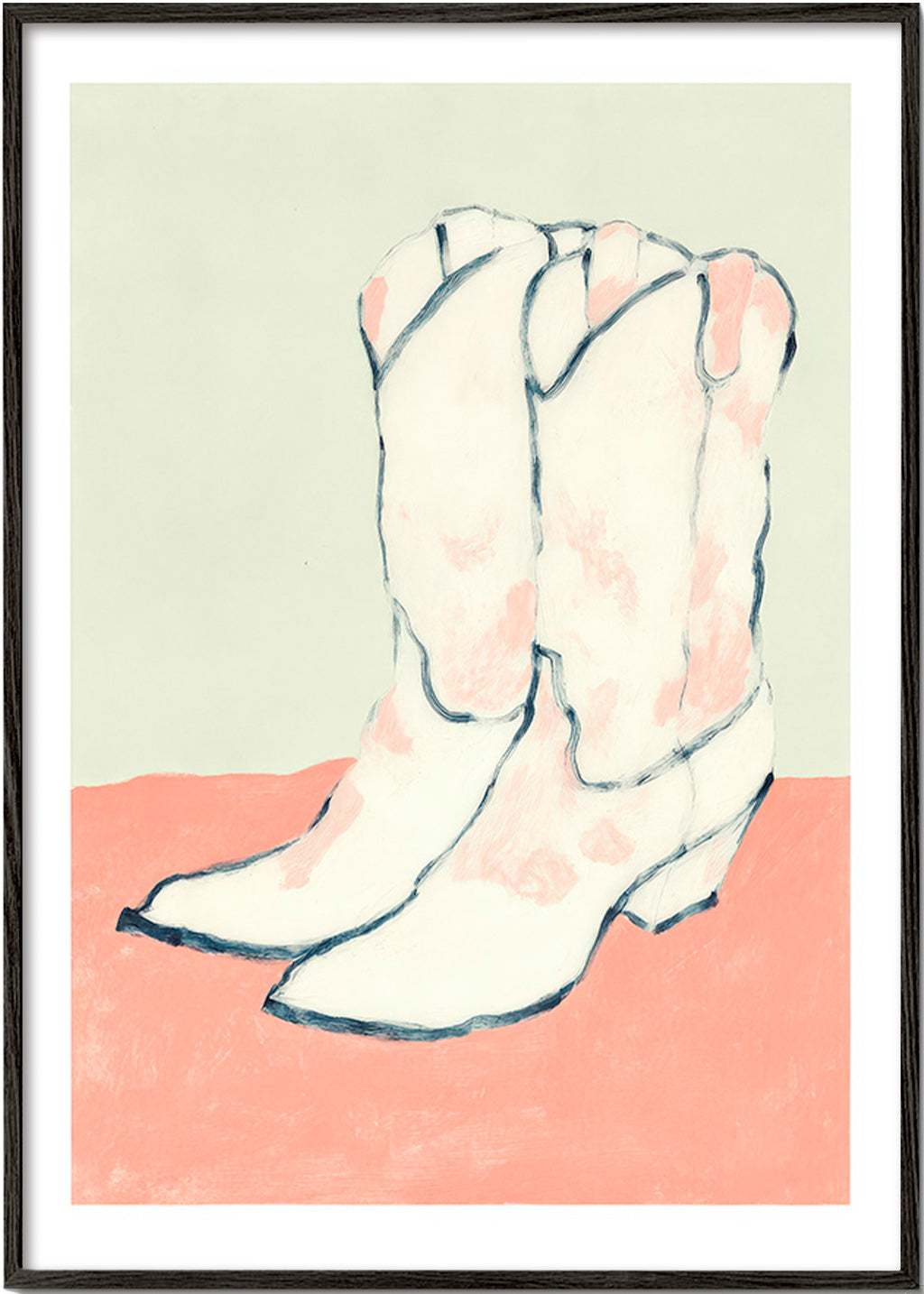 Ilustrace bílé boty na pastelovém pozadí