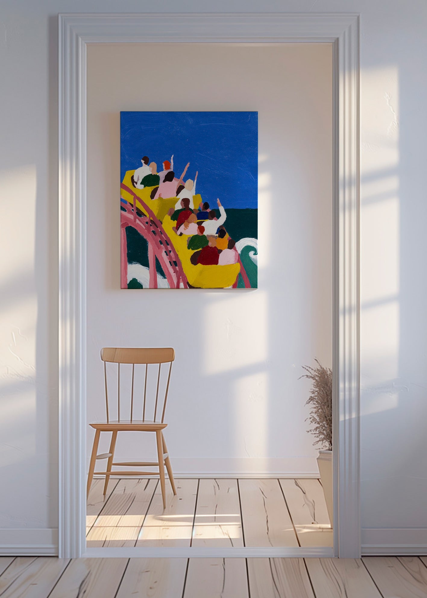 Ilustrace horské dráhy u moře