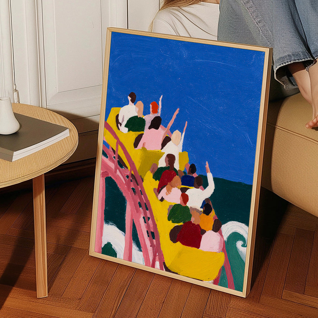 Ilustrace horské dráhy u moře