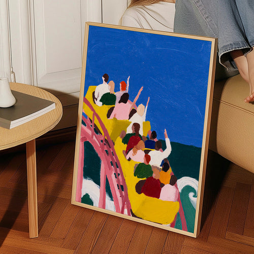 Ilustrace horské dráhy u moře