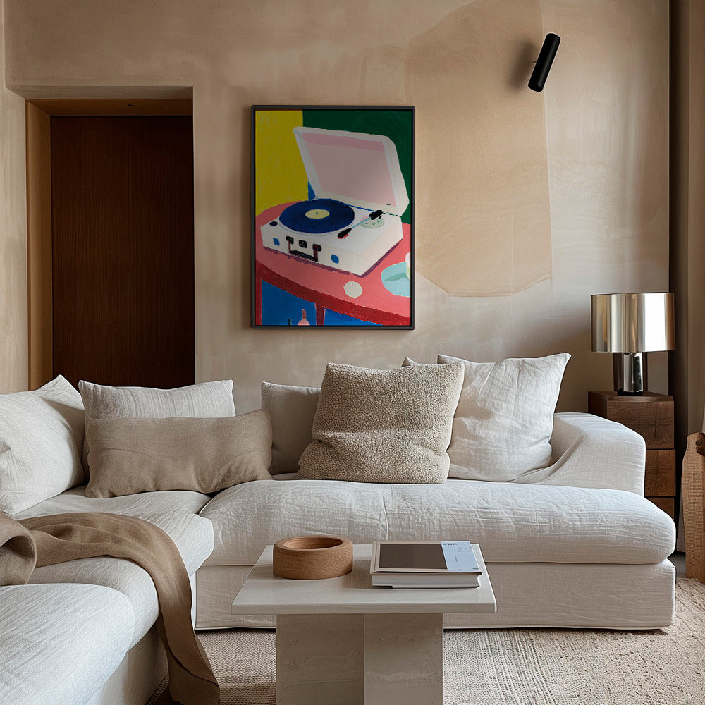 Ilustrace: retro gramofon na stole