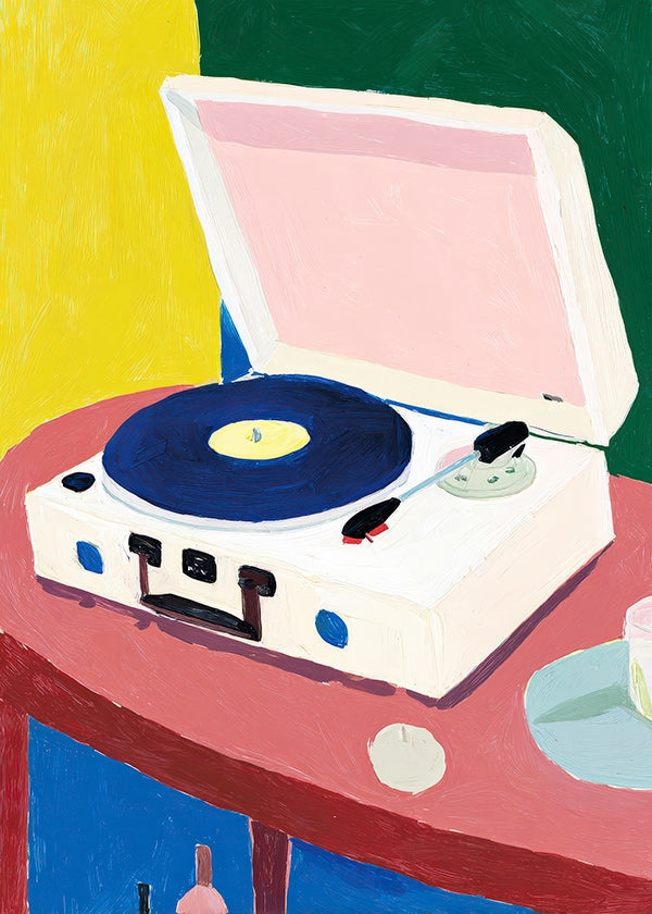 Ilustrace: retro gramofon na stole