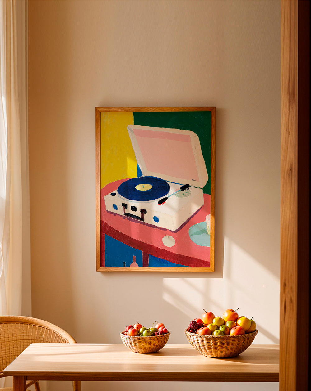 Ilustrace: retro gramofon na stole