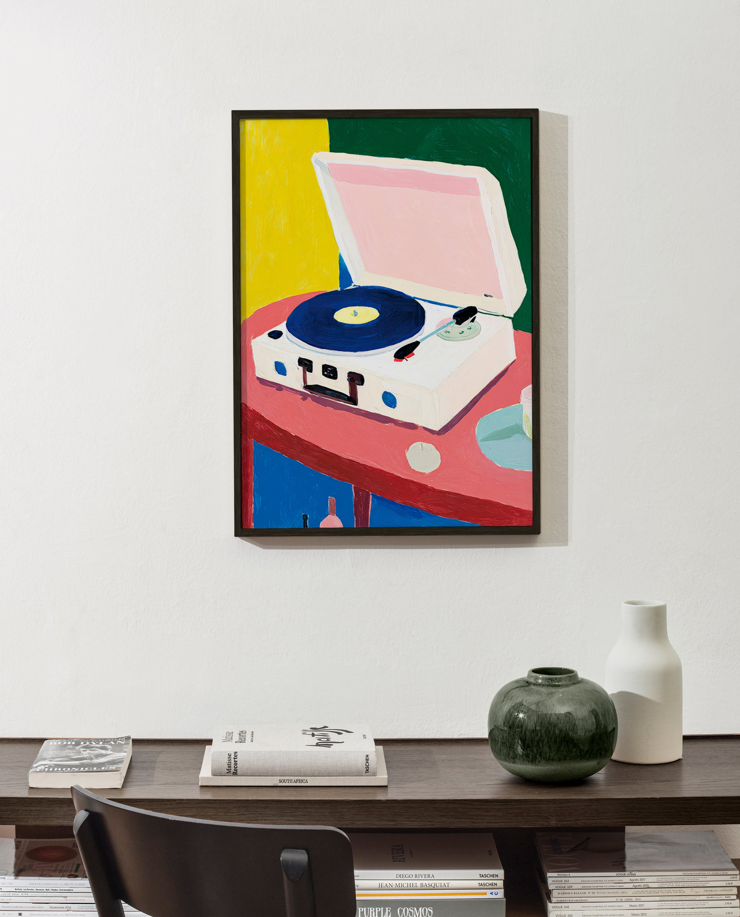 Ilustrace: retro gramofon na stole