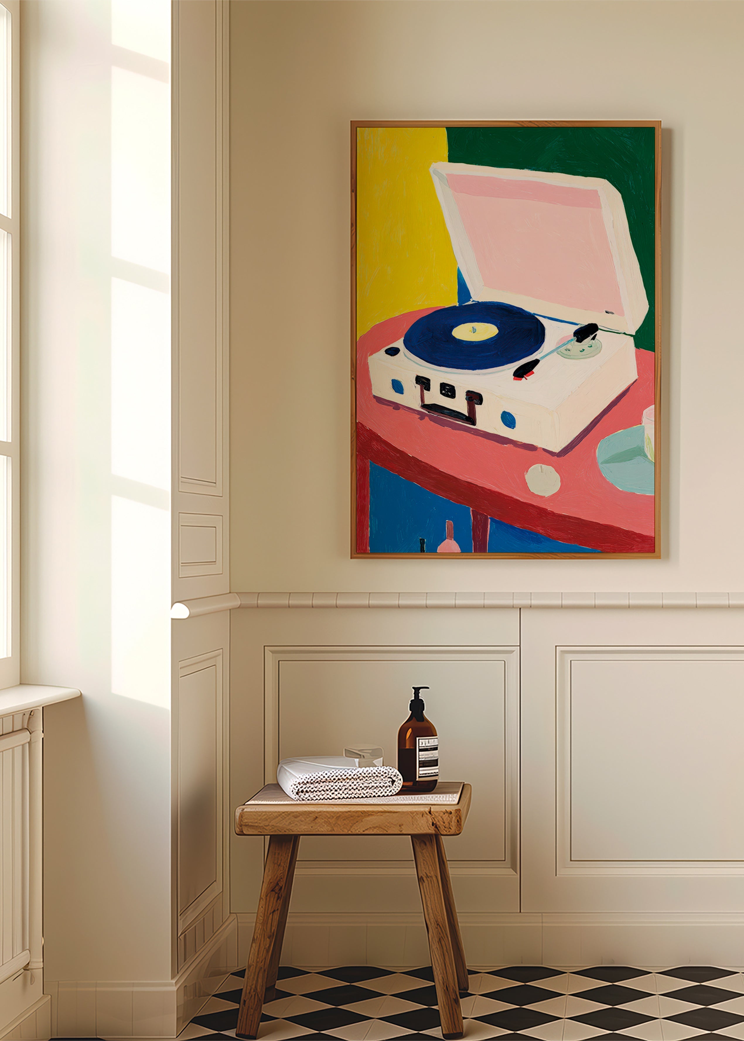 Ilustrace: retro gramofon na stole